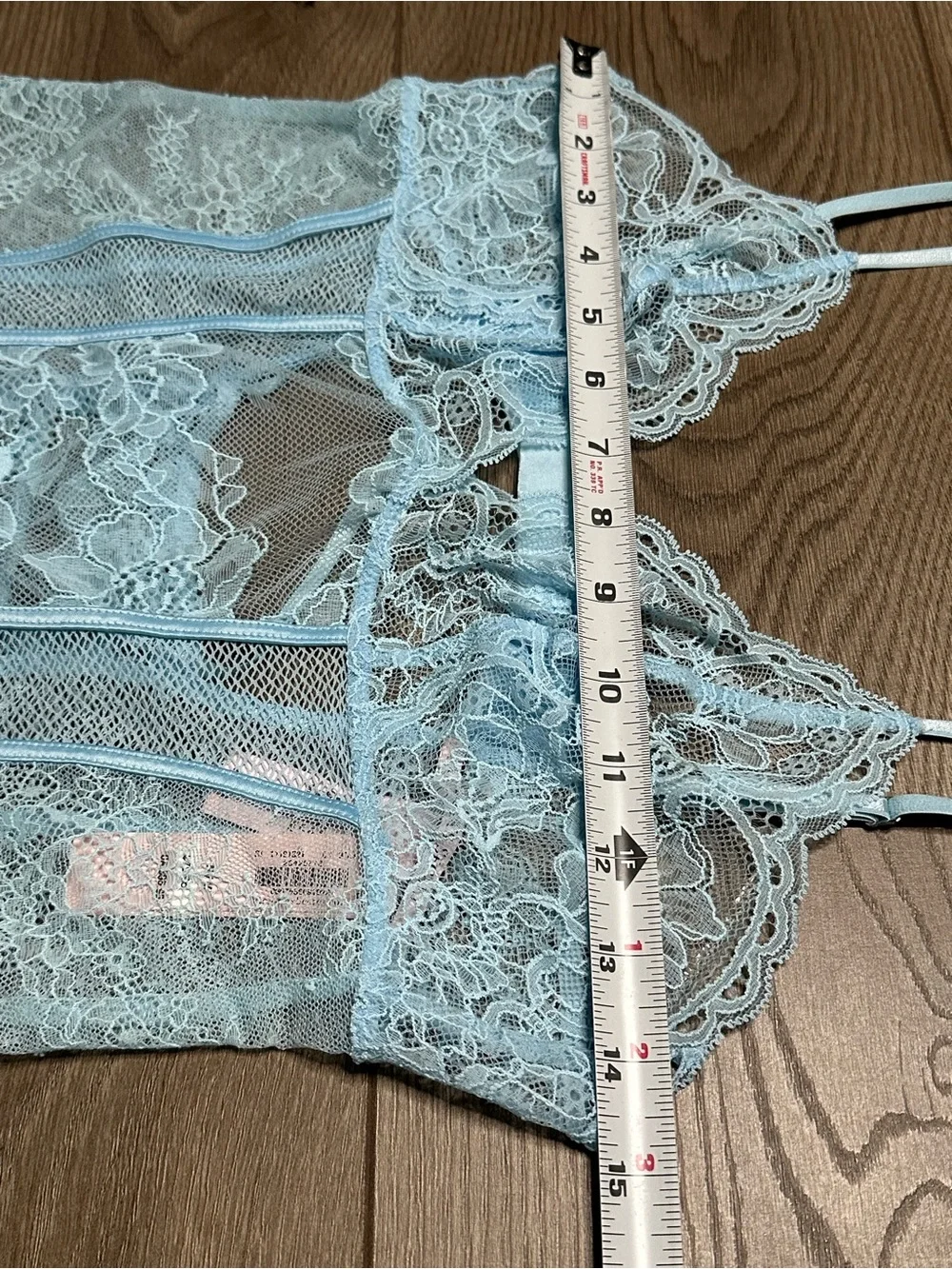 Victoria's Secret Very Sexy Lace Garter Slip And Thong Panty Set Blue Medium